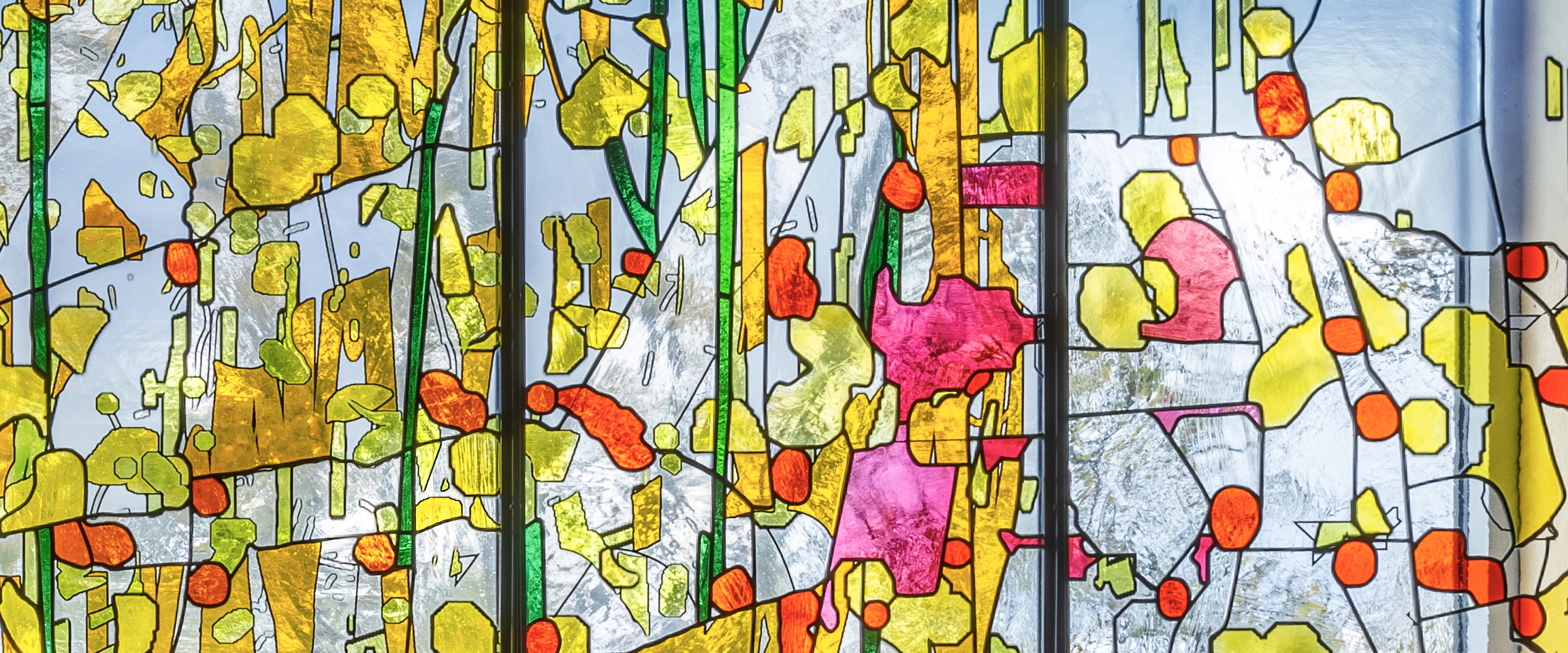 Amy Ellingson — Fenestra Molendini, stained glass window (detail), The Mill, Westport, NY